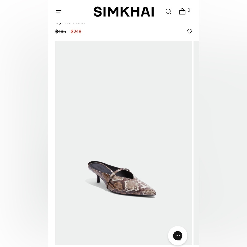 Simkhai snakeskin kitten heel mule Brand new without tag